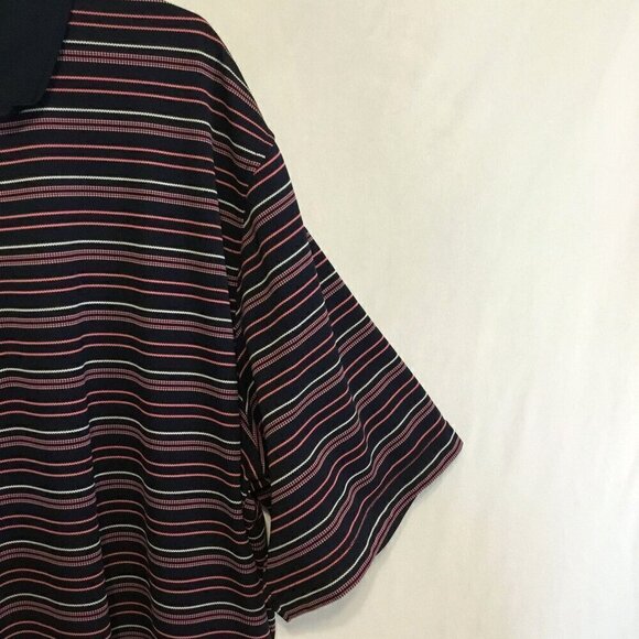 George Men's Striped 3-Button Short Sleeve Golf Polo Size 2XL Navy Blue Stripe - Picture 3 of 9